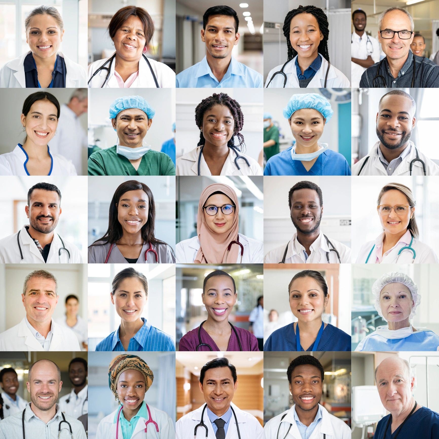 Healthcare headshot collage representing patient experience team