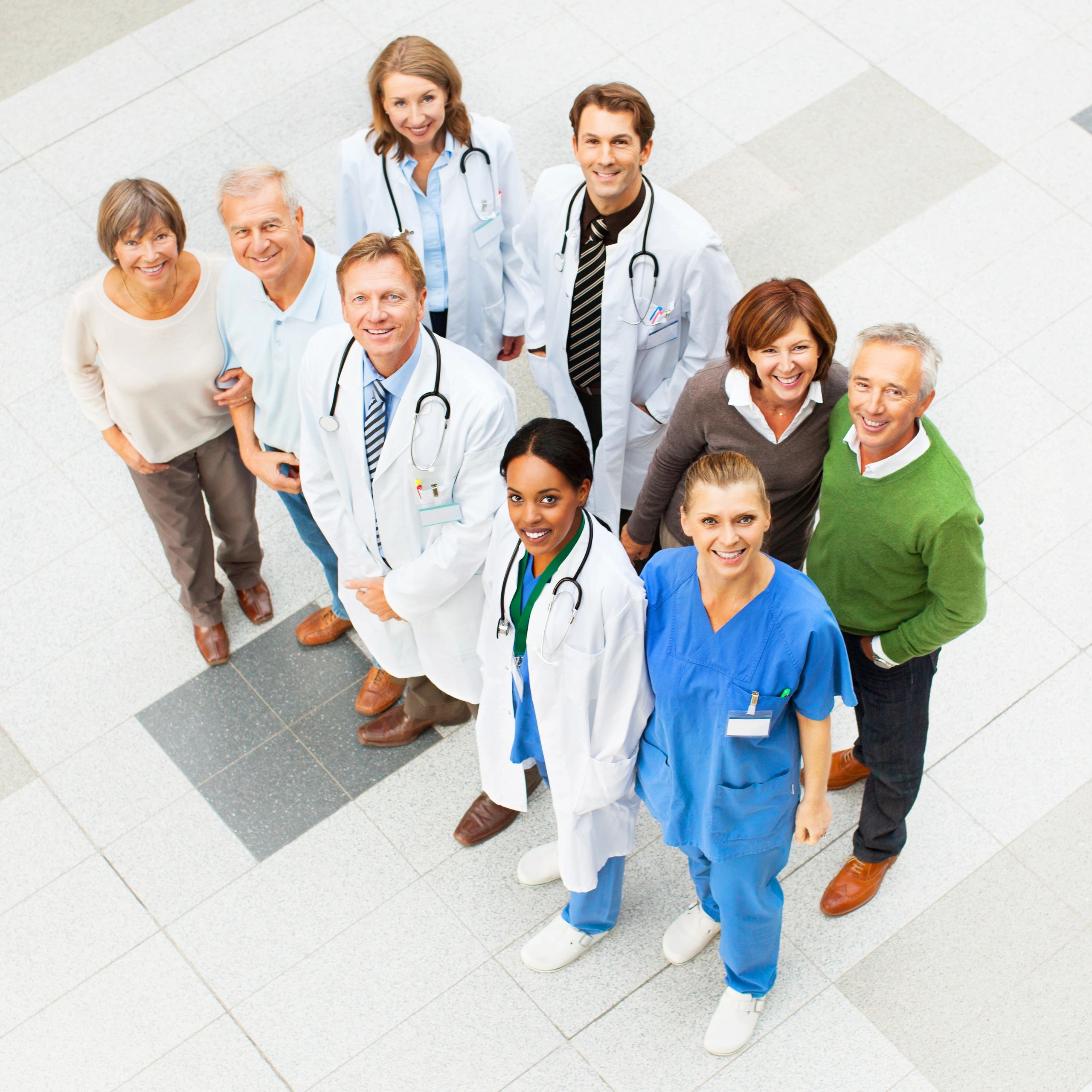 Hospital care team coordinating patient support