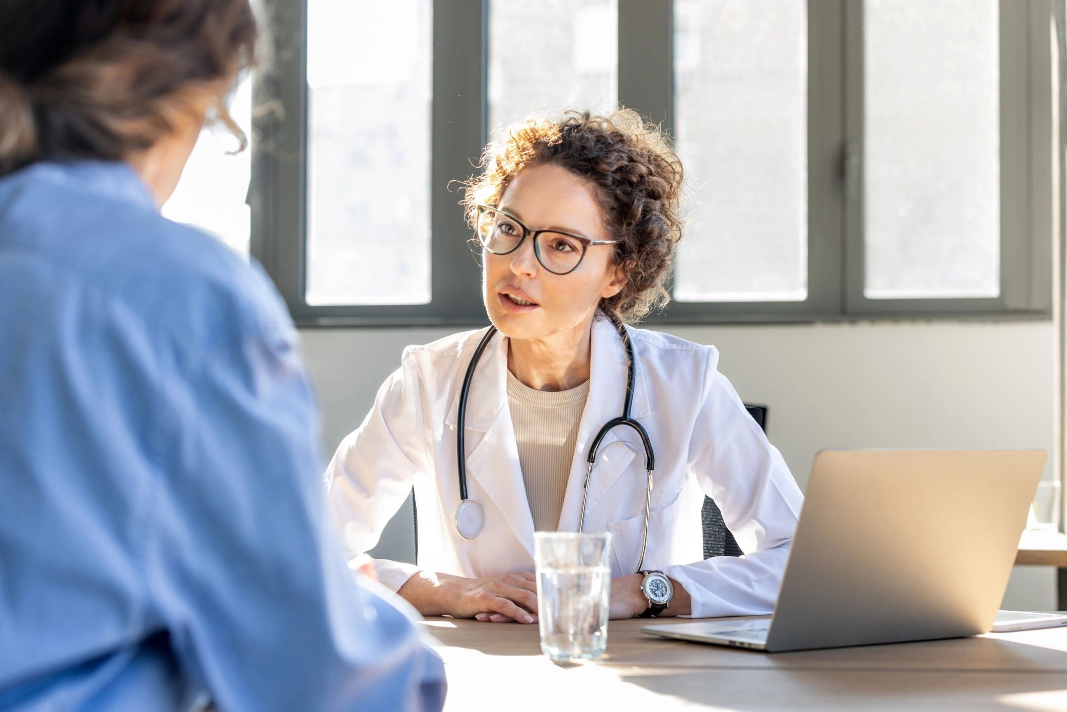 Physician consultation in a modern clinic office