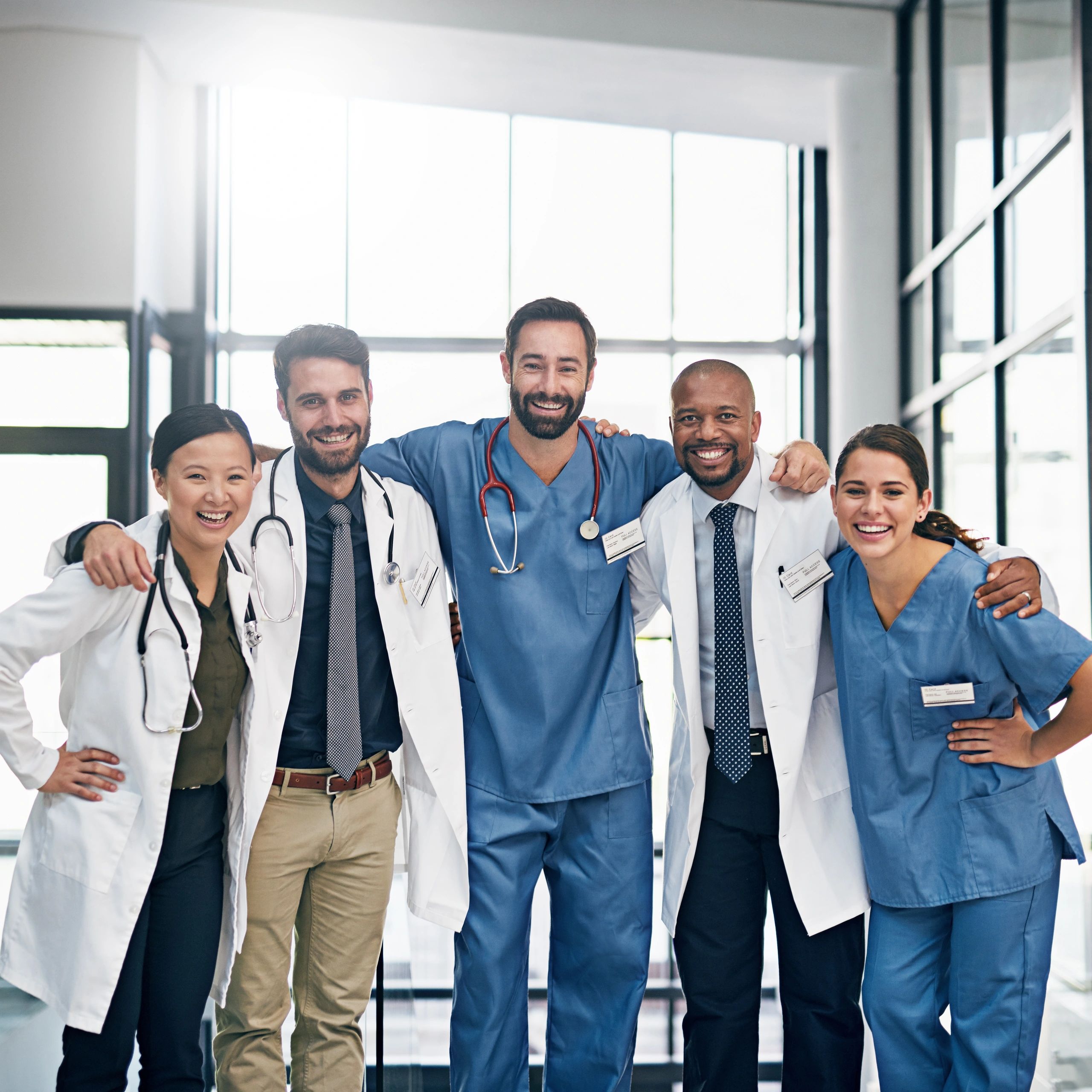 Professional medical team portrait representing clinical leadership